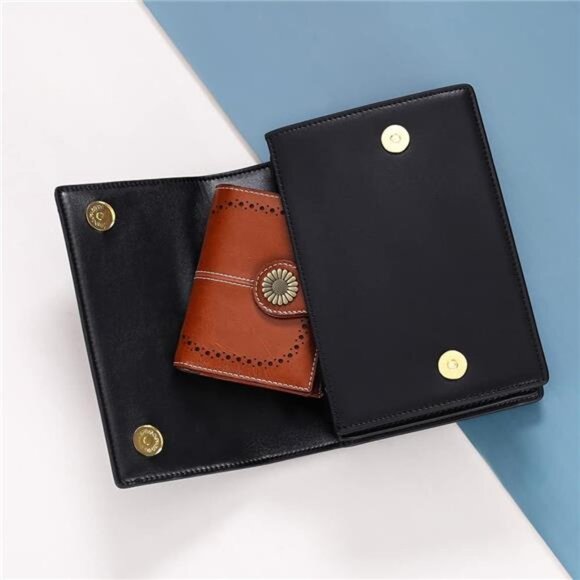 Small Womens Wallet Leather Bifold Card Holder RFID Blocking with Zipper Pocket - Picture 5 of 7